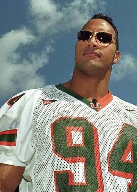 The Rock is a celeb that played with an NFL hall of famer.